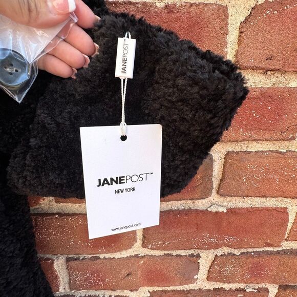 Jane Post $795 Curly Lamb Jane Coat black womens XL NWT - Picture 10 of 14